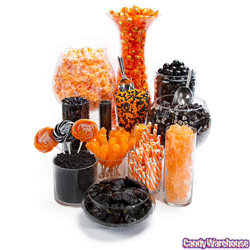 orange and black candy buffet